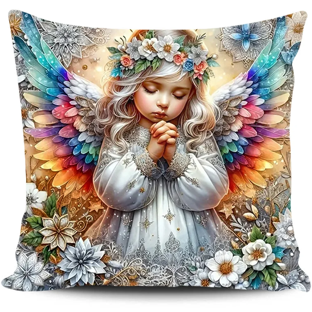 Angel Praying Little Girl-Cross Stitch Pillow-45*45cm