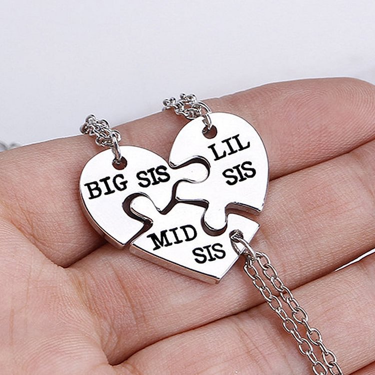 For Sister - Funny Sisters Heart Puzzle Necklace