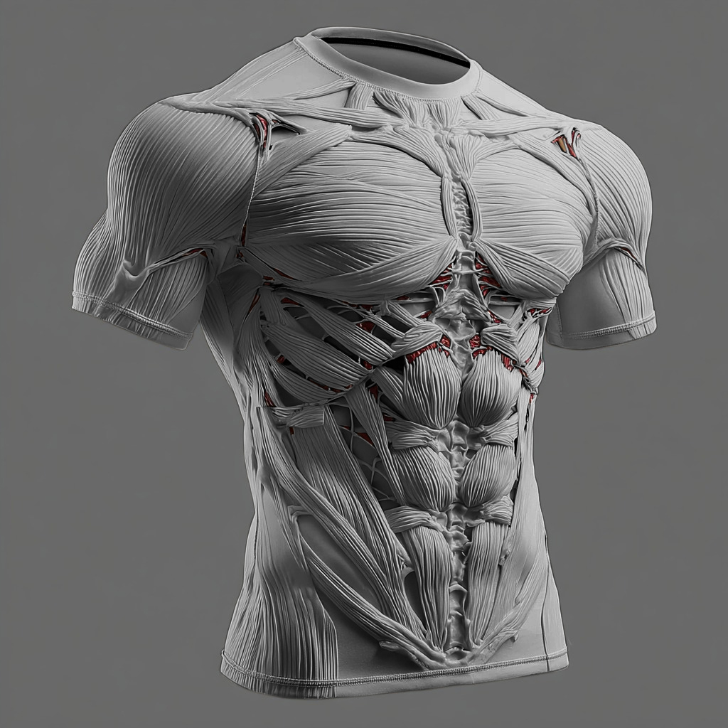 menweary Men's Muscle Line Art Casual Short-sleeved T-shirt
