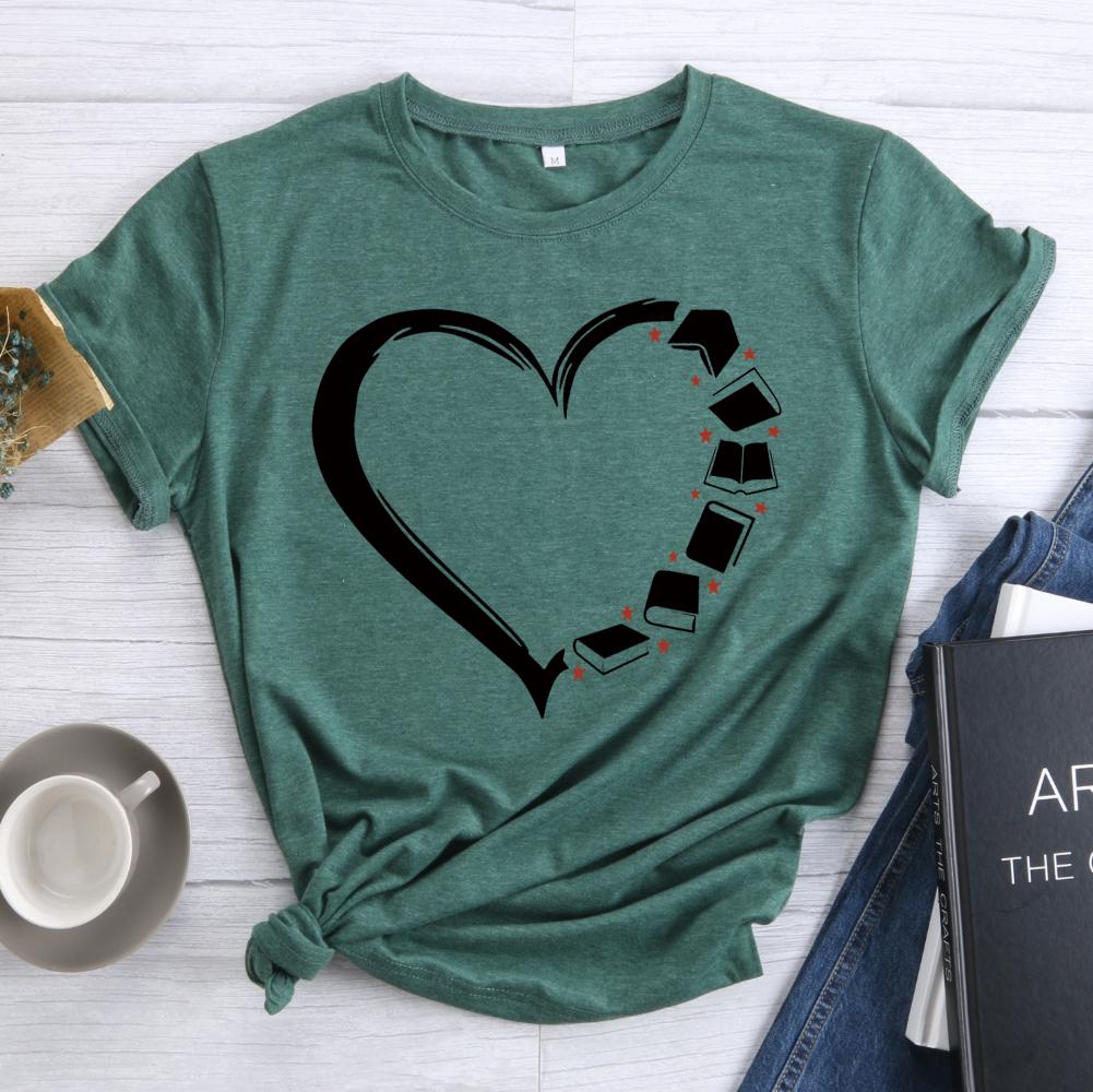 ANB - Books Distressed Heart Book Lovers Tee-601487