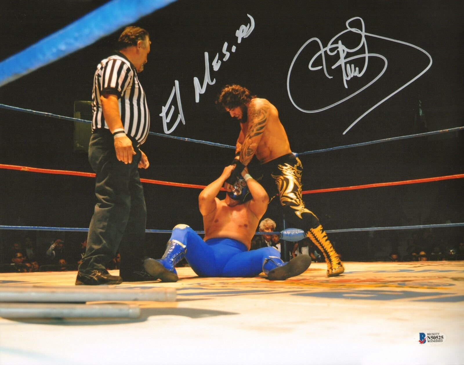 Blue Demon Jr & El Mesias Signed 11x14 Photo Poster painting BAS Beckett COA AAA NWA Autograph 1