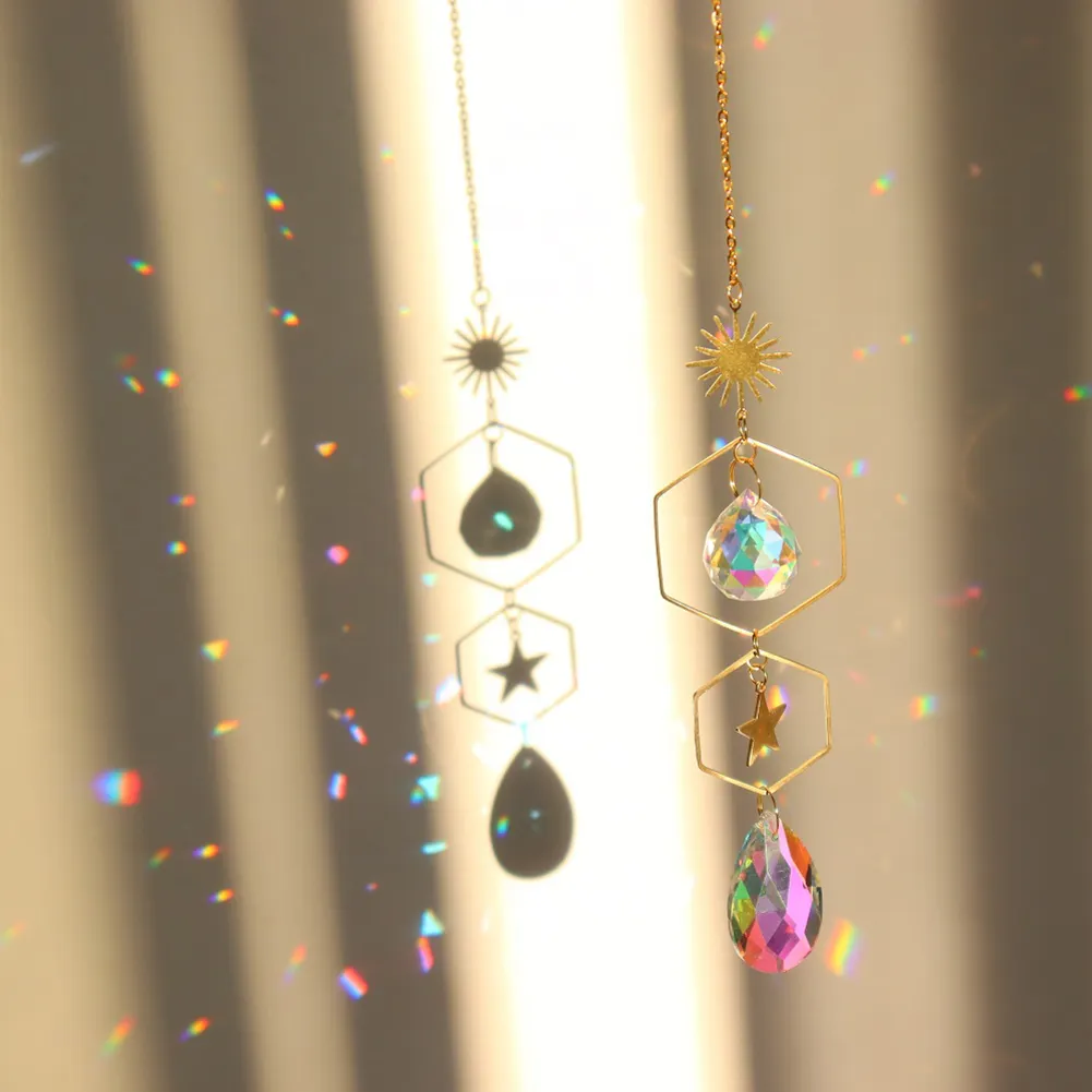 Crystal Wind Chime Ball Star Pendant Hanging Garden Xmas Party Decor (A)