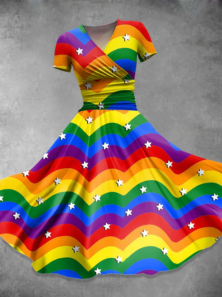Women's  Rainbow Art Print  Maxi Dress