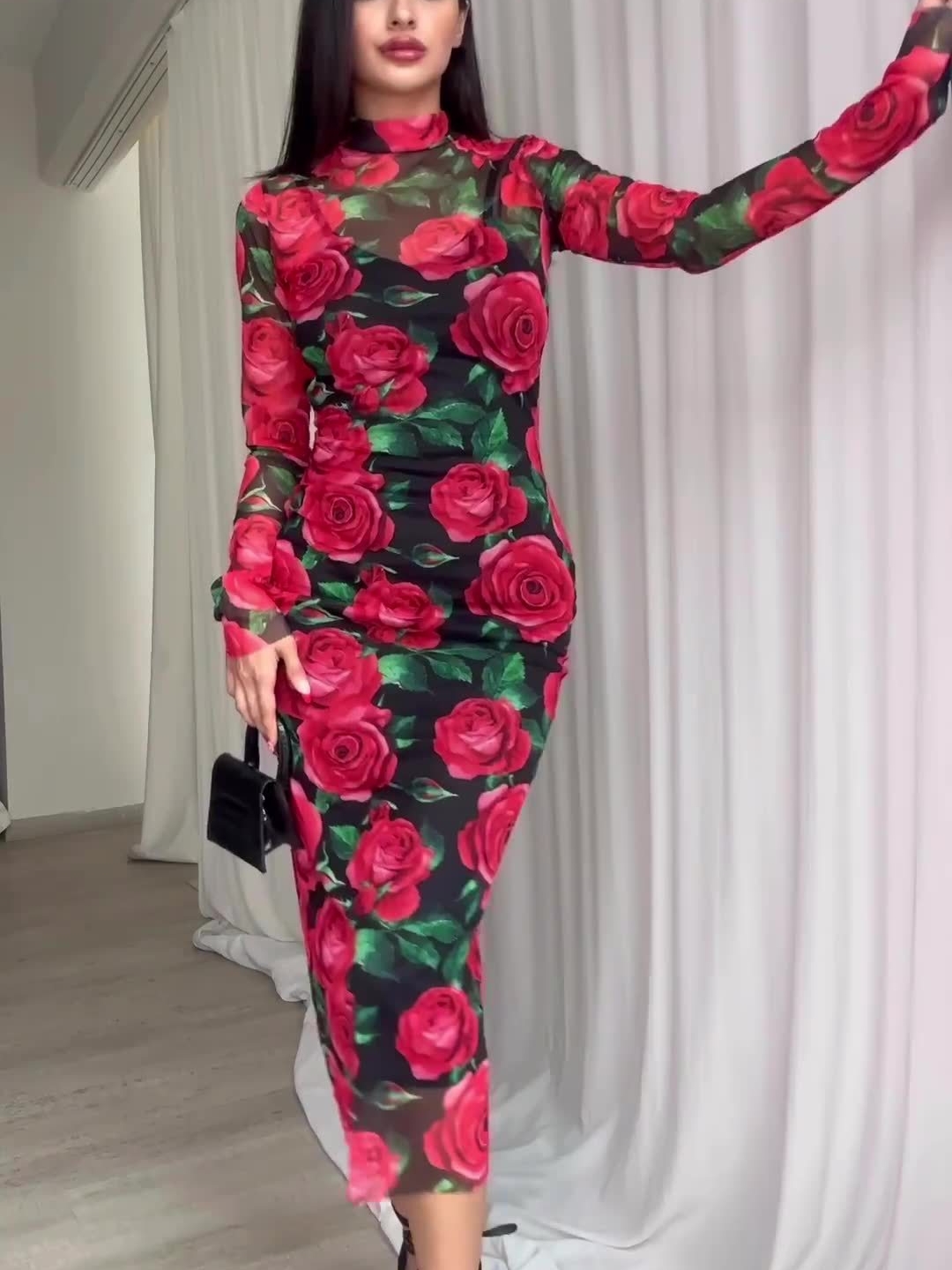 Floral Print Long Sleeve Dress | Oxredo Shop Ramadan Sale