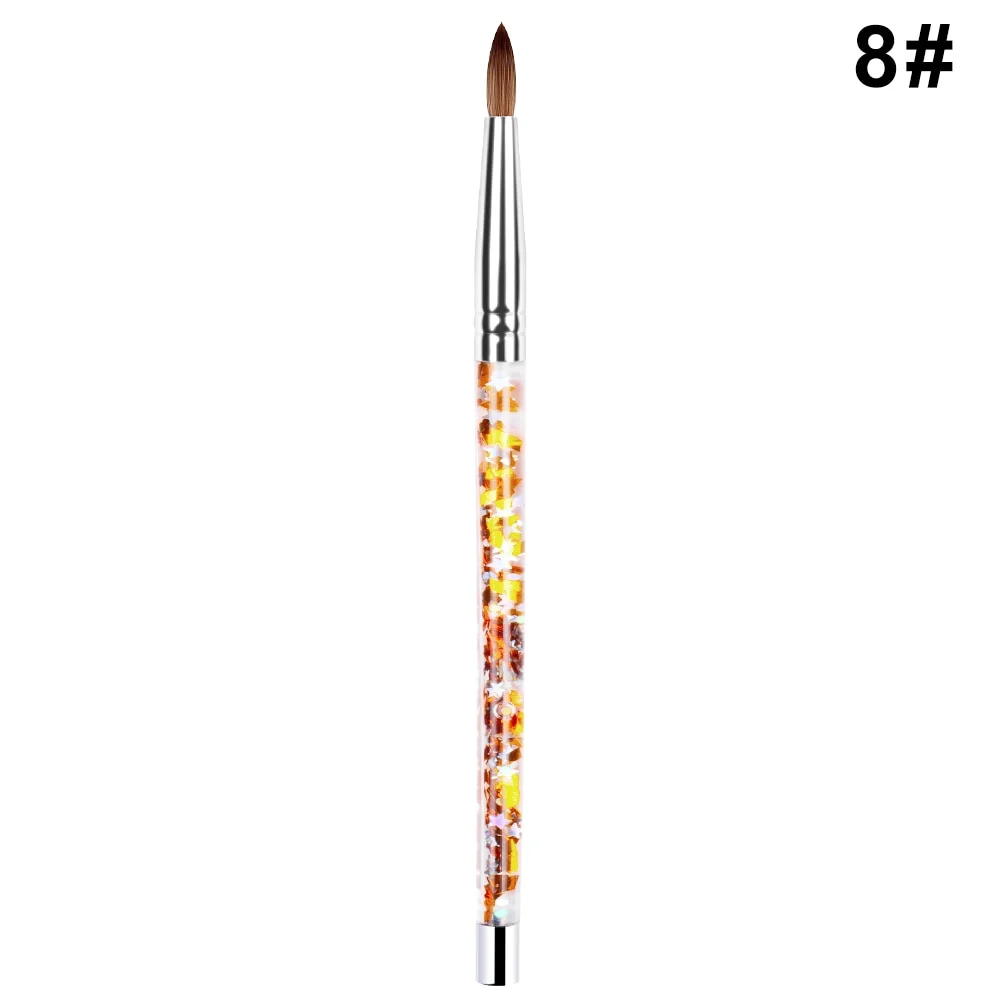 1PC Crystal Acrylic Nail Art Brush No 8/10/12/14 UV Gel Carving Pen Brush Liquid Powder DIY Nail Drawing Liquid Glitter Handle