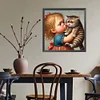 Diamond Painting-DIY Full Round Drill Girl Cat(40*40 CM)