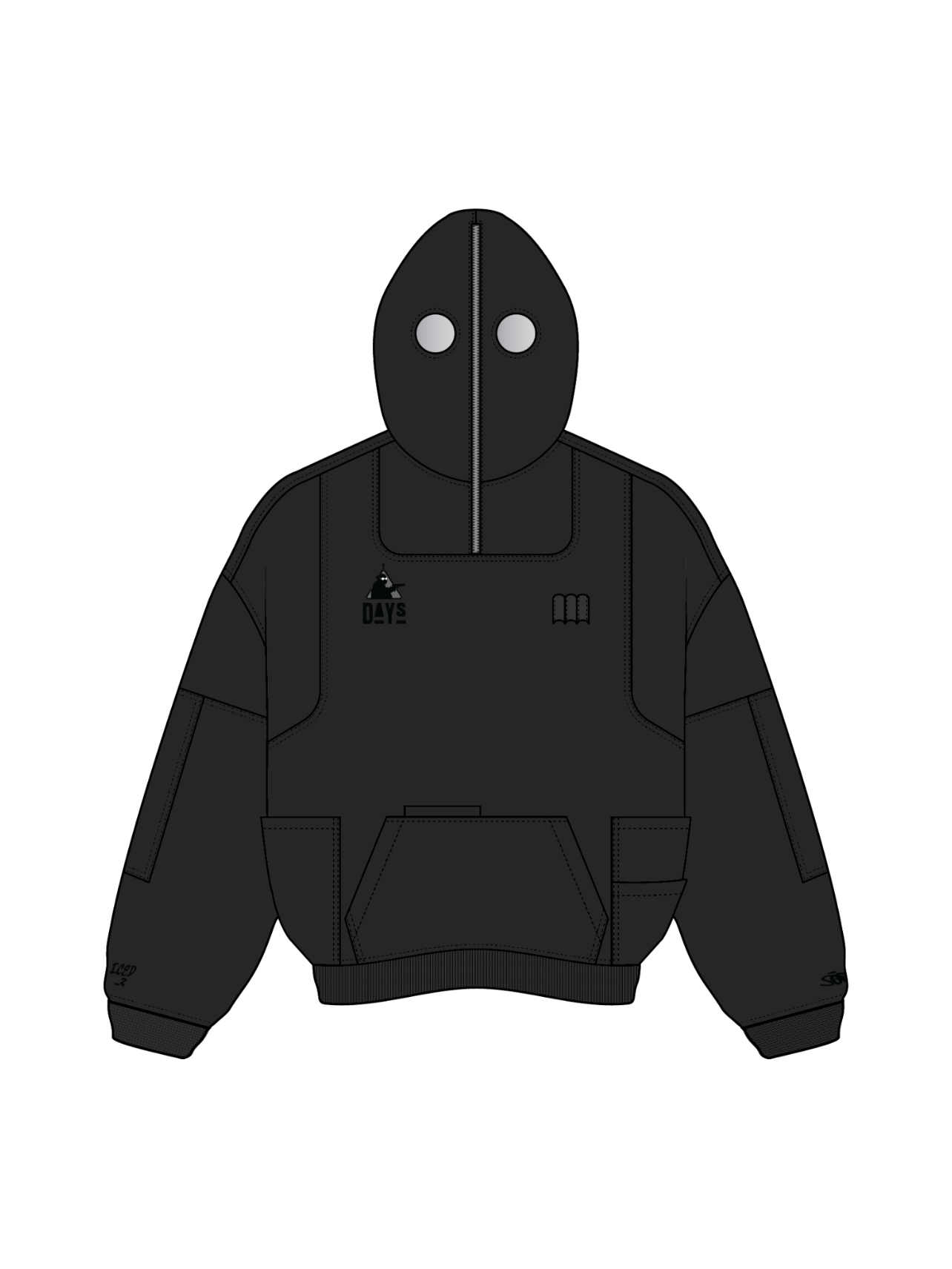 "DAYS" Hoodie Black