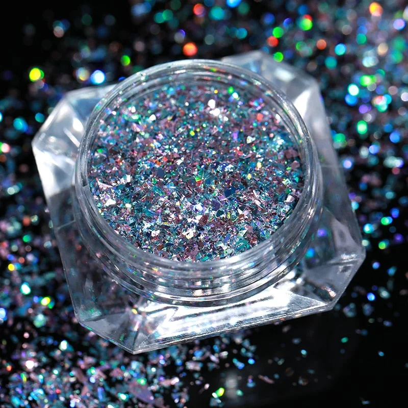 1g Glitter Nail Sequins iridescent Powder Shining Irregular 3D Hexagon Colorful Sequins Summer Popular DIY Nail Art Decoration-Nail Inspo