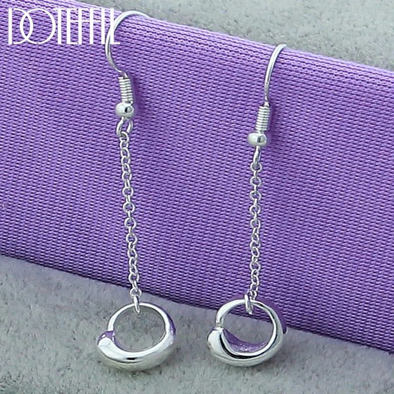 DOTEFFIL 925 Sterling Silver Water Droplets Long Drop Earrings For Woman Jewelry