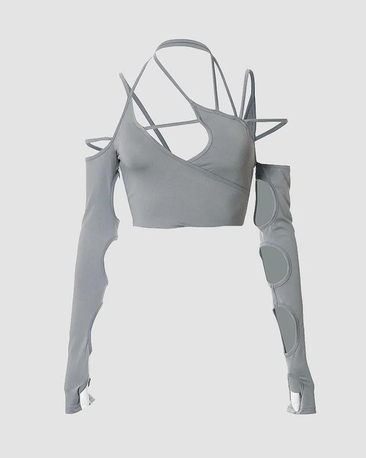 Phased Out Cut Out Cropped Top