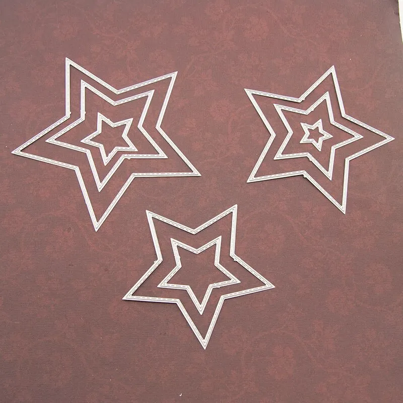 8PCS Pentagram Frames Metal Cutting Dies Scrapbooking Stencil DIY Paper Card Decorative Embossing Die Cut Craft Dies 2020 NEW