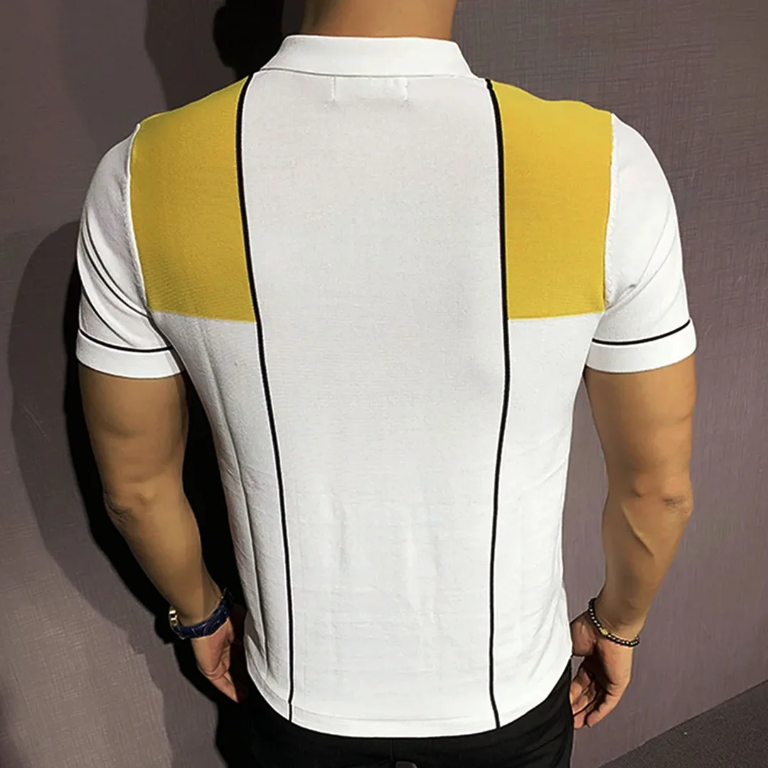 Uveng Uveng Men's Spring And Summer New Colling Color Knit Dress Short Sleeve Business And Leisure Polo Shirt Men's SY0082