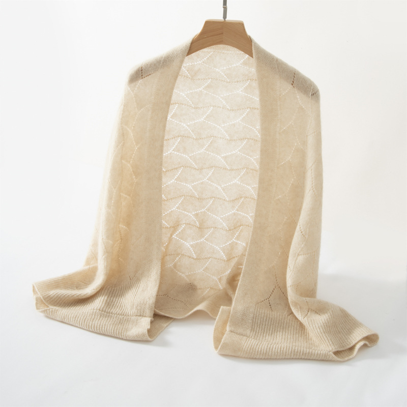 100% Cashmere Scarf Shawl Leightweight Hollow Leaves  REAL SILK LIFE