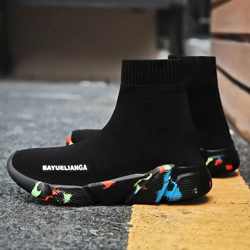 Warm Plus Size 46 Breathable Mesh Platform Sneakers Women Slip on Soft Ladies Casual Running Shoes Woman Knit Sock Shoes Flats