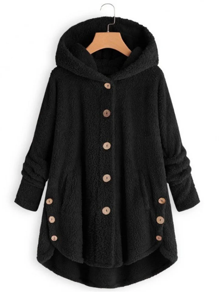 Winter New Fashion Women's Plush Top Irregular Solid Color Coat
