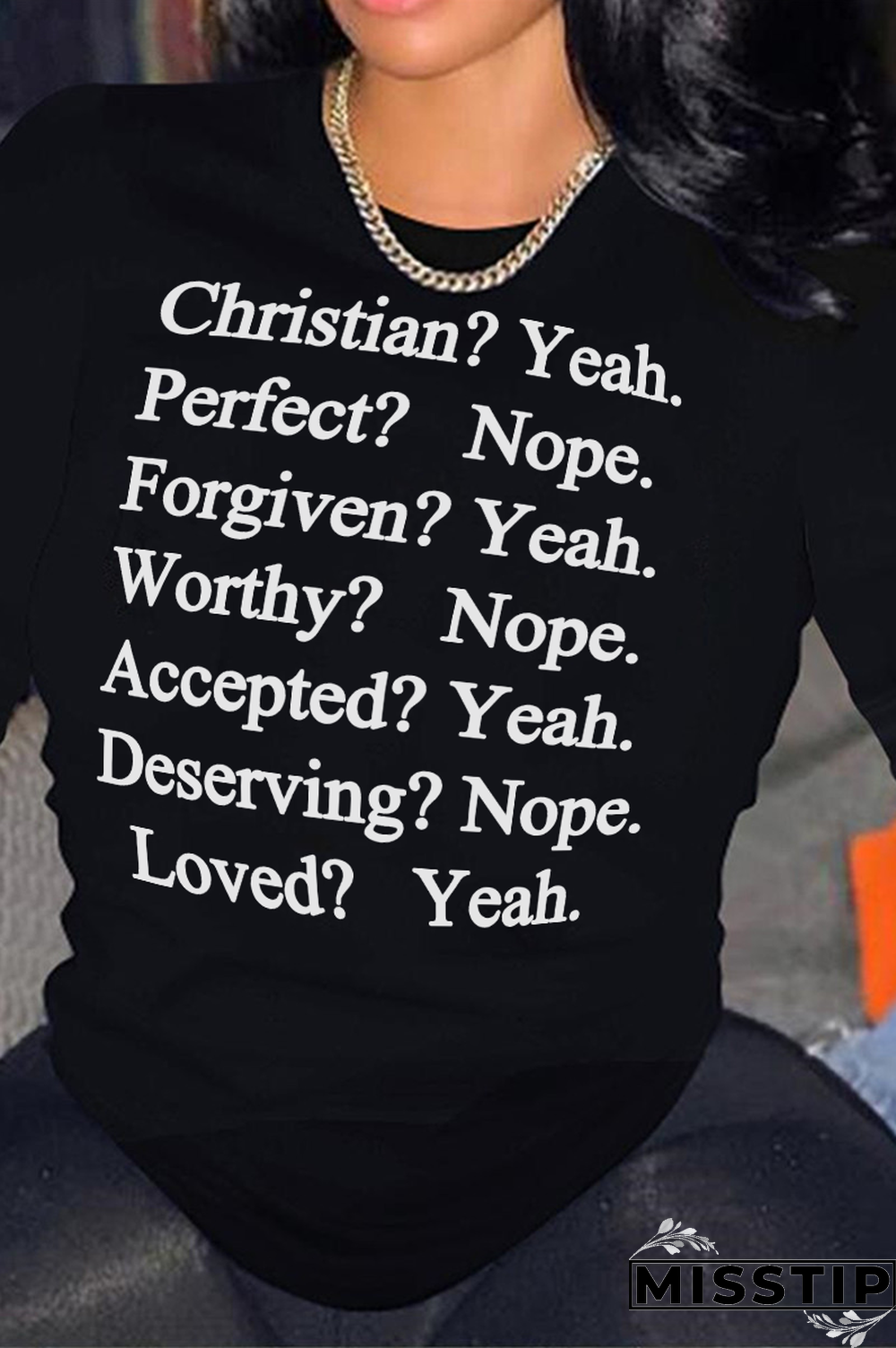 Black Street Letter O Neck Tops