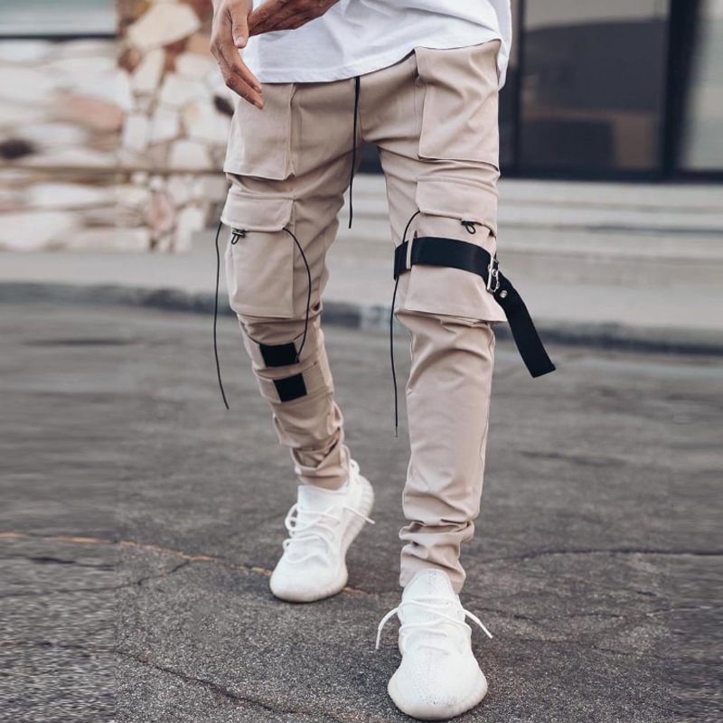 Stylish Casual Pocket Ribbon Pants