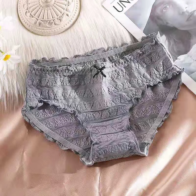 French Sexy Panties Plus Size Women's Cotton Underwear Girls Fashion Comfort Briefs Sexy Lace Underpants Female Bow Lingerie