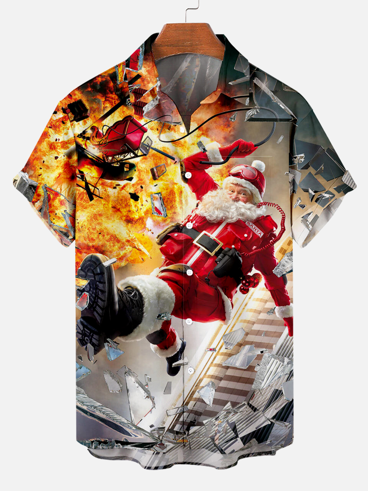 Santa Short Sleeve Hawaiian Shirt PLUSCLOTHESMAN