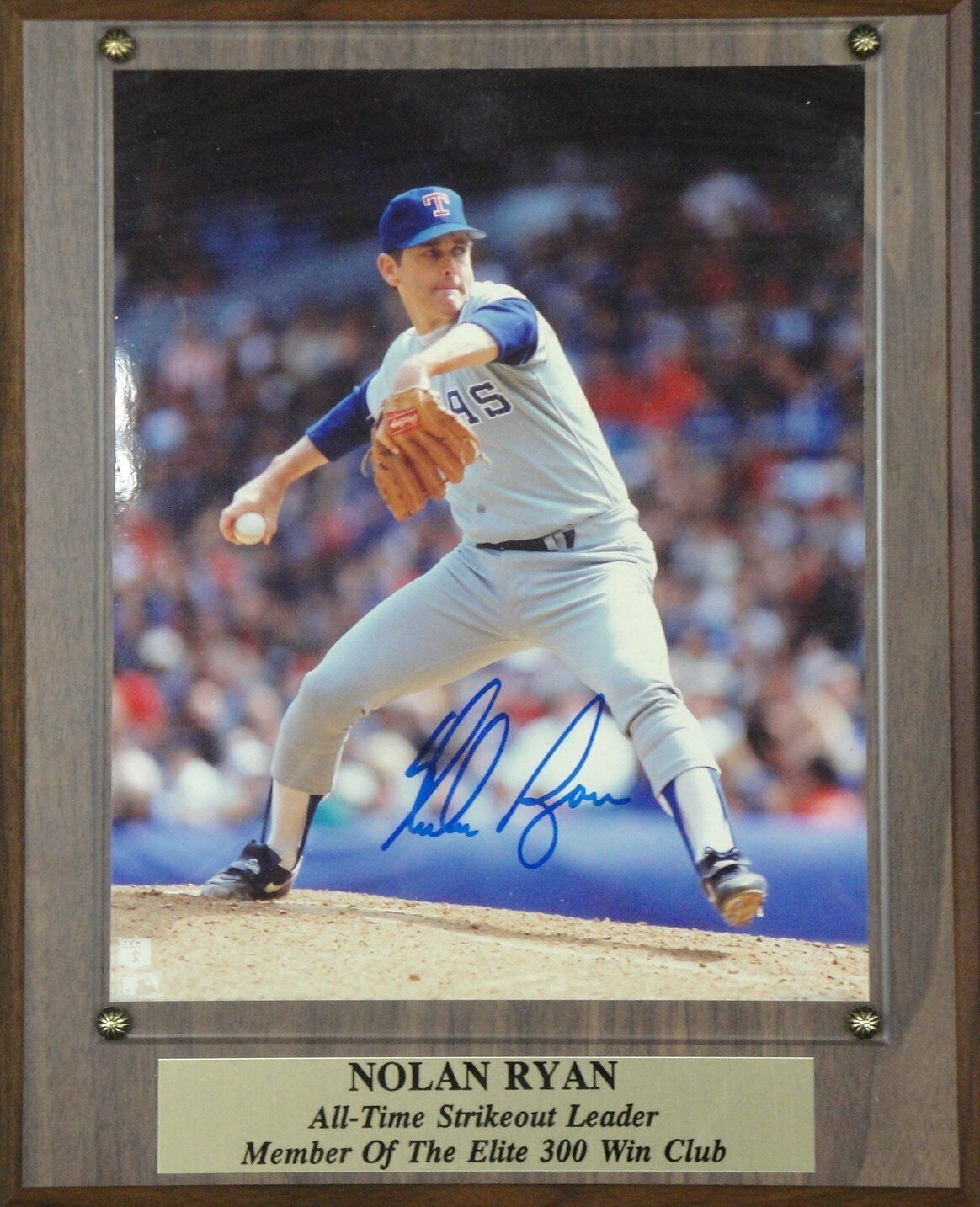 Nolan Ryan Signed Autograph 8X10 Photo Poster painting on Plaque Texas Rangers Stacks COA