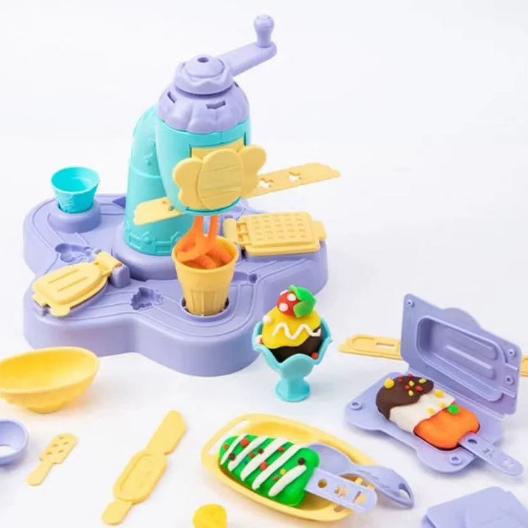 Colored clay non-toxic ice cream machine set for children Plasticine