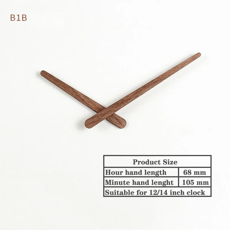 Solid Wood Wall Clock Parts Home Decor Creative Wood Clock Hands in Black Walnut Hour Minute Second Clock Pointer Repair Parts