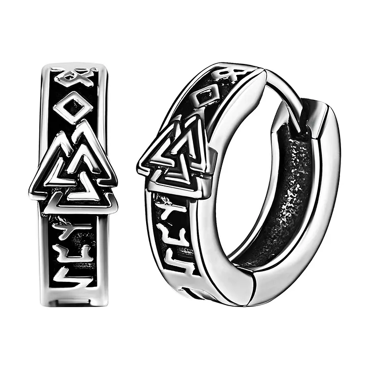 Unisex Retro Viking Valknut Amulet Titanium Steel Ear Studs