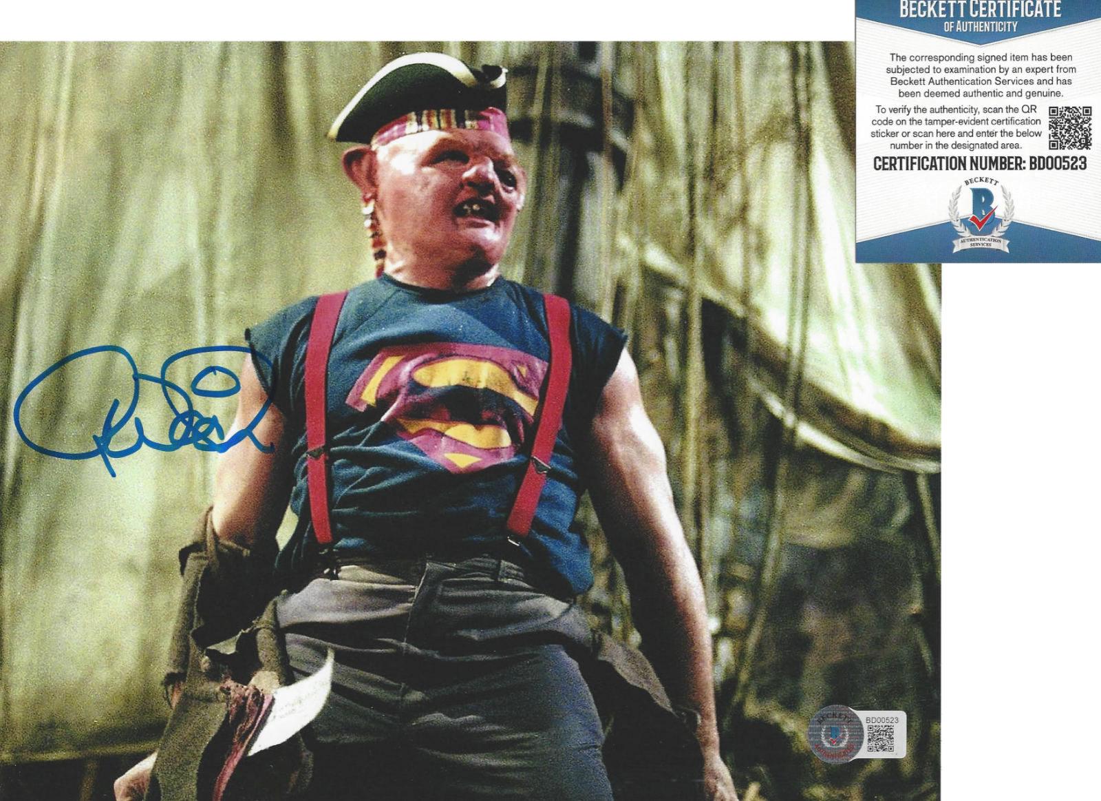 RANDELL WIDNER SIGNED THE GOONIES STUNT SLOTH 8x10 Photo Poster painting 3 ACTOR BECKETT BAS COA