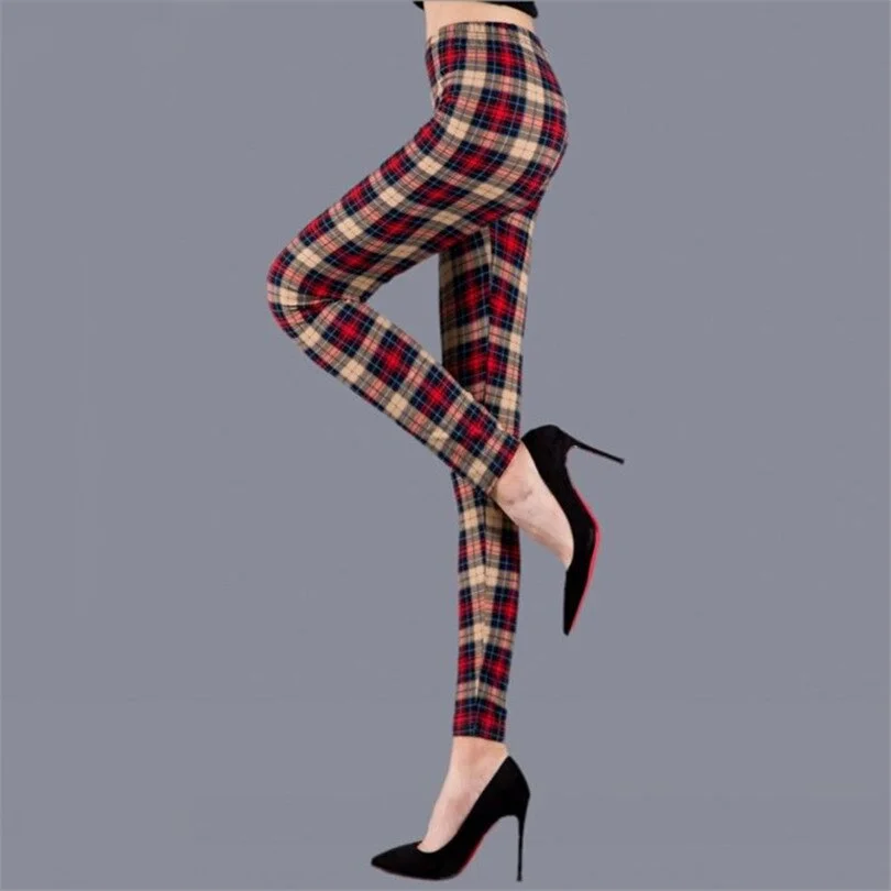CUHAKCI Push Up Leggins Mujer Stripe Printed Leggings Women  Dot Mid Waist Polyester Fitness Pants