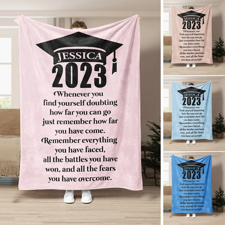 Personalized Graduation Blanket, College Grads Blanket, Class of 2023 | BKKid350
