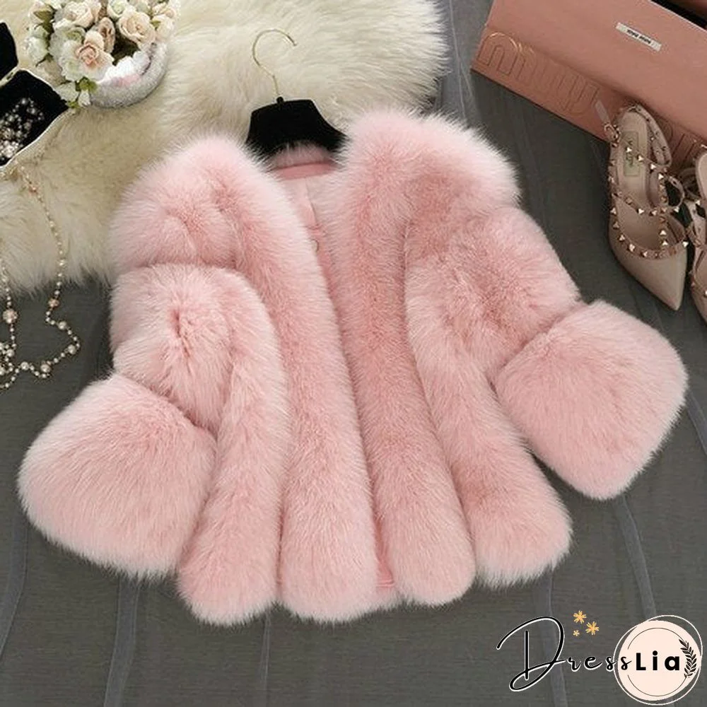 High Quality Faux Fur Coat For Women Winter Warm Fluffy Fake Fur Jacket Outerwear Plus Size Plush Coat Female Overcoat