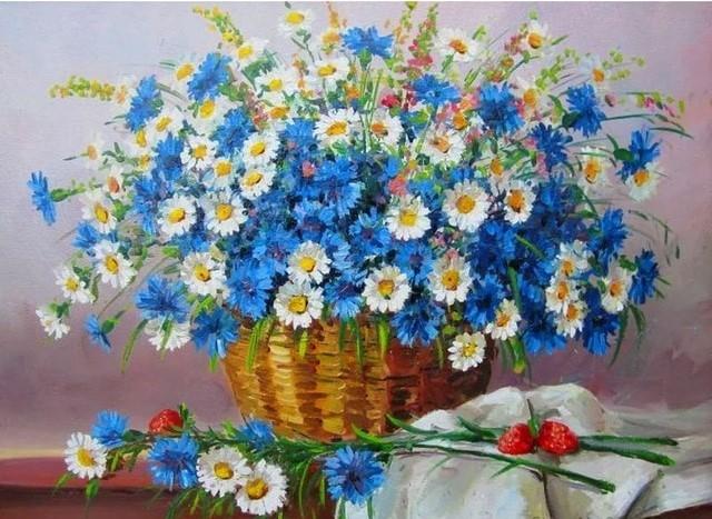 

Blue Chamomile – Paint By Numbers - 40*50CM, 501 Original