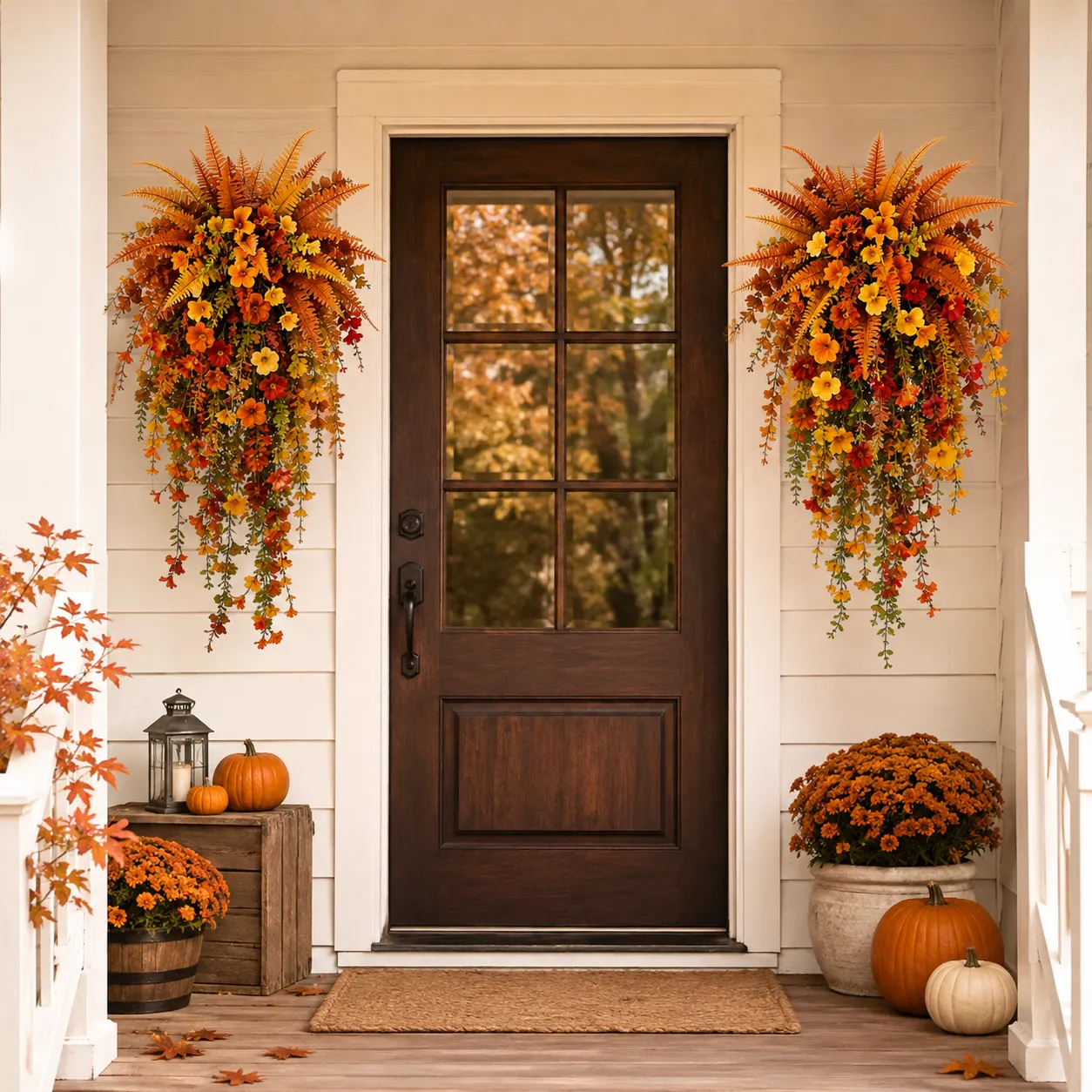 Artificial Fall Floral Hanging Swag - Autumn Porch & Entryway Decor