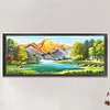 Mountain Flowing Water-11CT Stamped Cross Stitch Silk Thread 150*65cm/59.06*25.59in(Big Size)