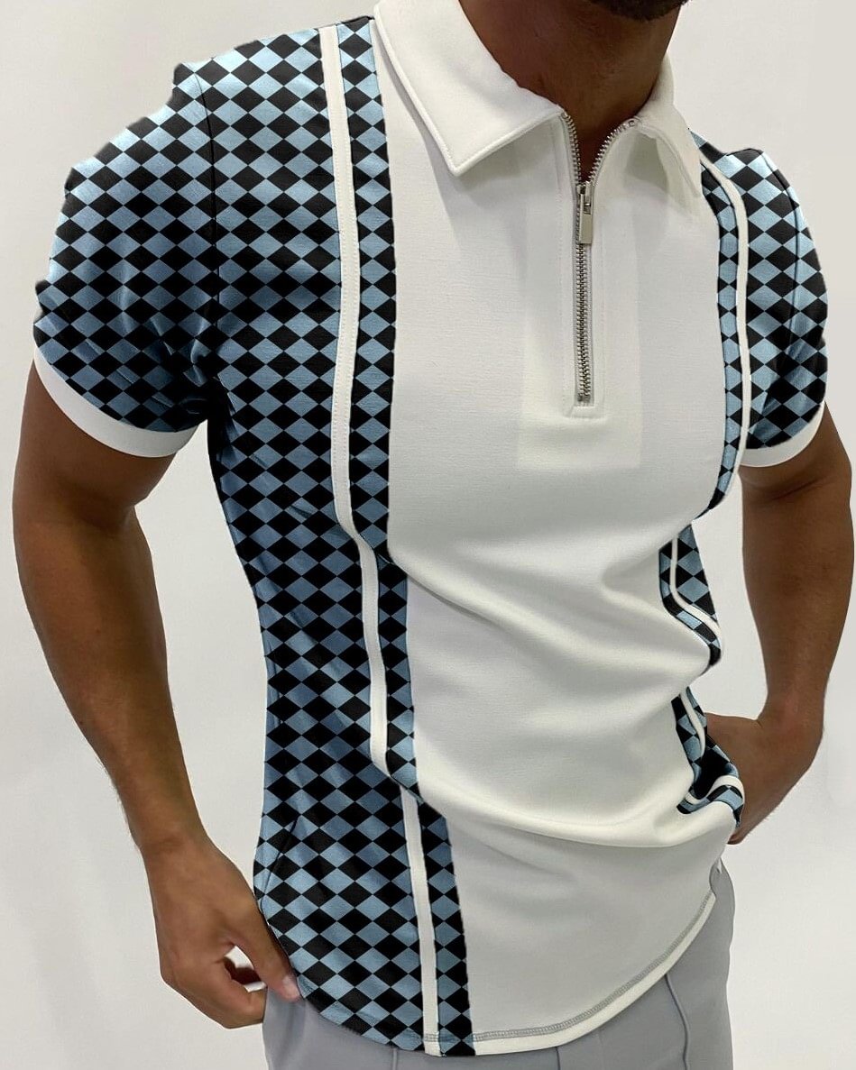 Diamond Color Block Slim Fit Polo Shirt-Compassnice®