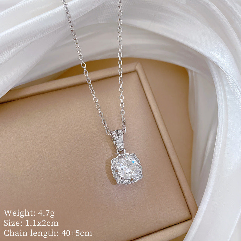 Copper Micro-Inlaid Heart Fashion Gorgeous Full Diamond Necklace Women’S Versatile Clavicle Chain Titanium Steel