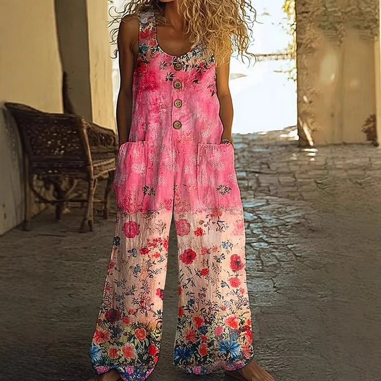 Women's Casual Jumpsuit with Vintage Style 