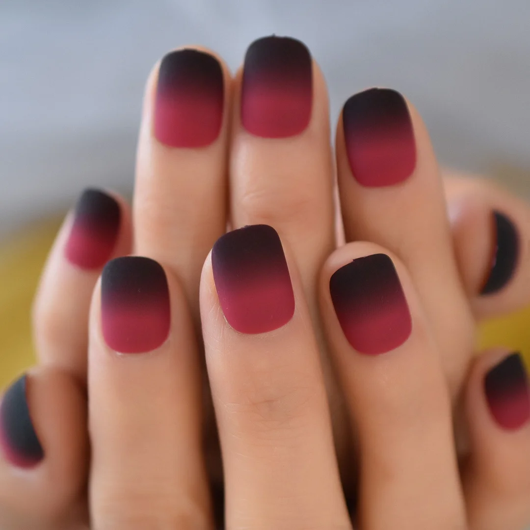 Fadeing Apple Color Medium Short Square Press On Nail 2021 New Pre Designs Red To Orange Original Nail Tips Fingernail Wholesale-Nail Inspo