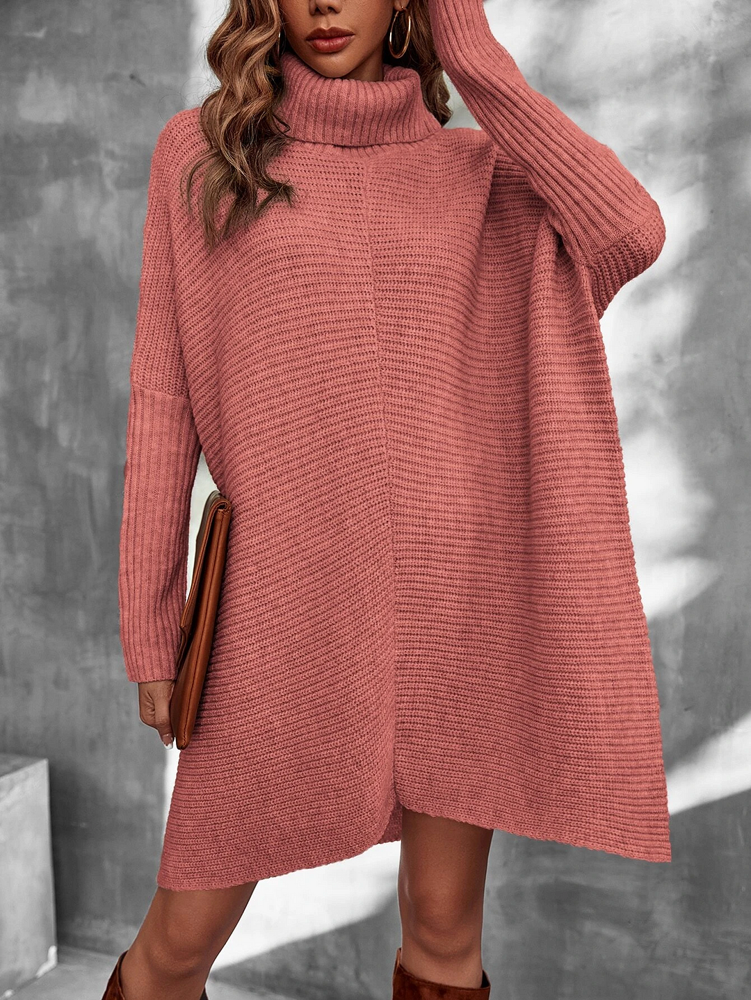 Turtleneck Batwing Sleeve Jumper Dress