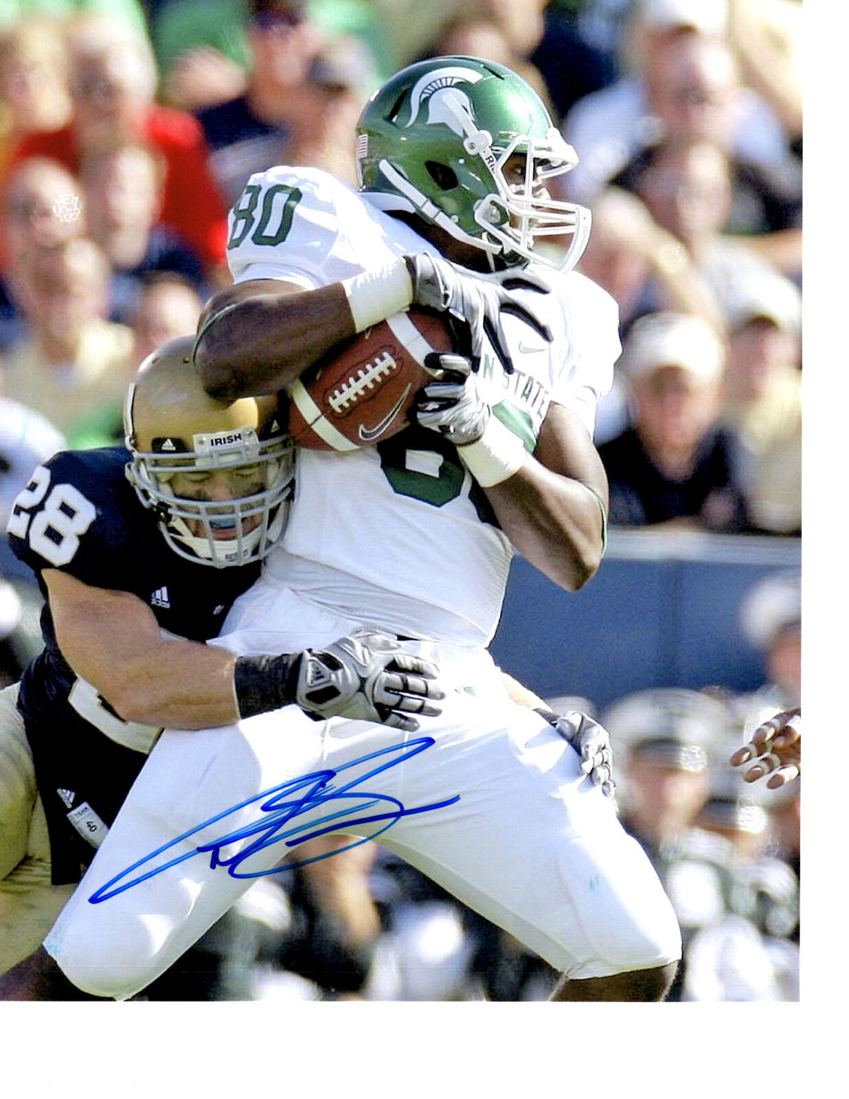 Dion Sims auto signed football Photo Poster painting Michigan State Spartans 2013 NFL Draft MSU