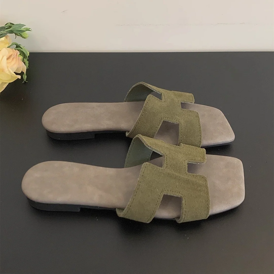 Breakj Breakj Women Wear Summer New Korean Cool Drag Soft Flat Bottom One-Word Drag Seaside Beach Shoes