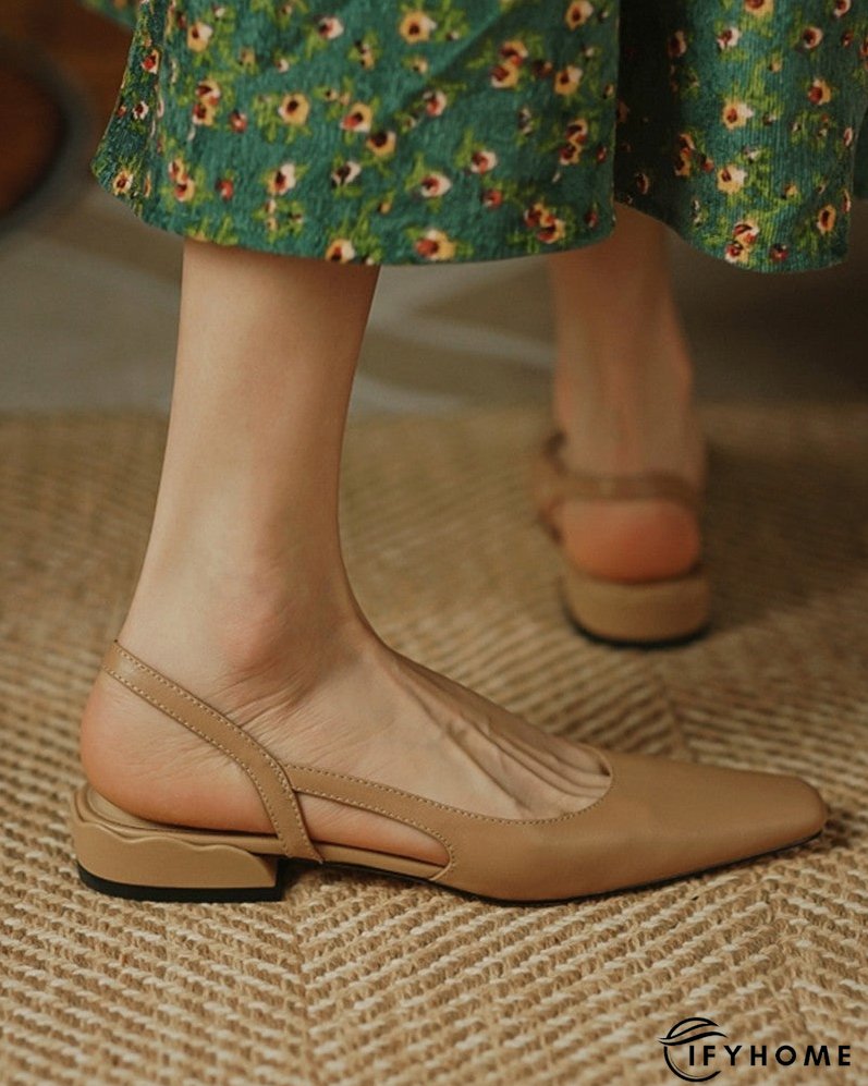 Square Toe Cutout Slingback Slip On Shoes | IFYHOME