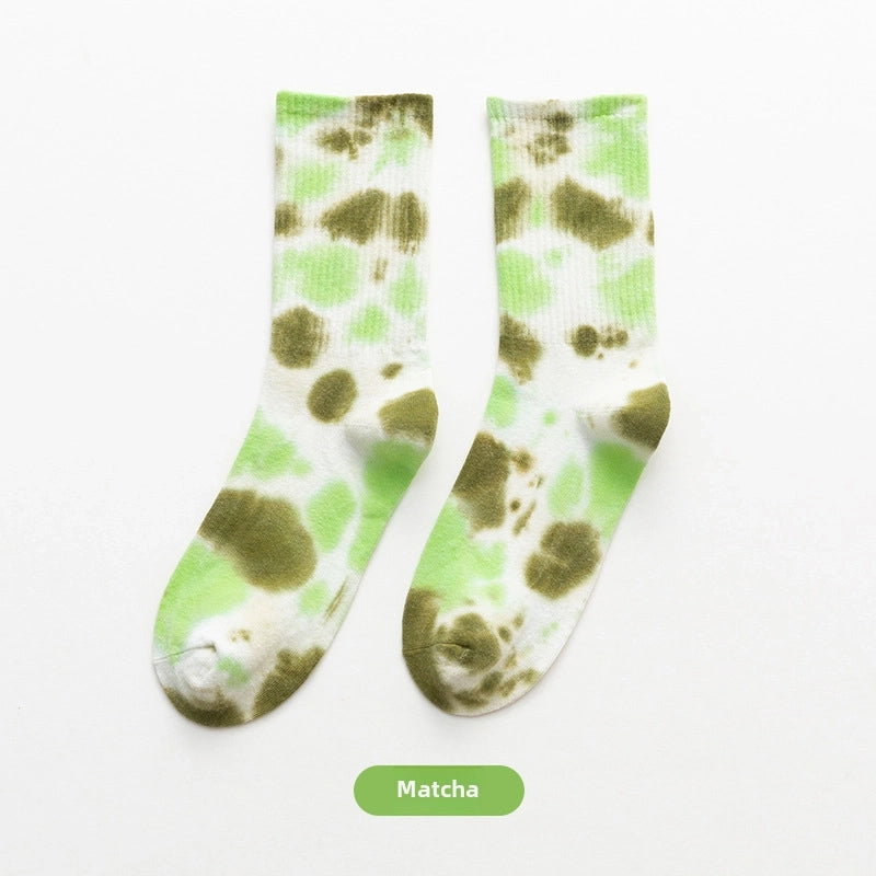 Tie-dyed Mid-tube Cotton Socks Street Trendy Socks Socks Women’s Gradient Fashion Sports Personality Tide