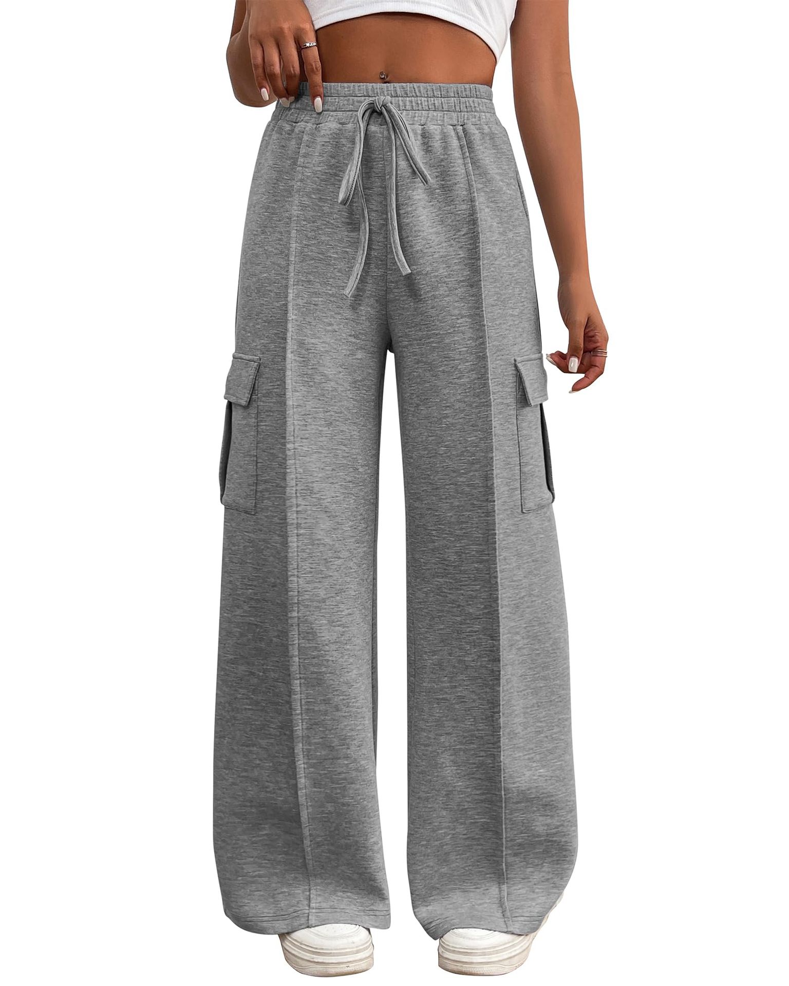 Mature Women Casual Pants Drawstring Elastic Waist Tooling Sweatpants Drawstring