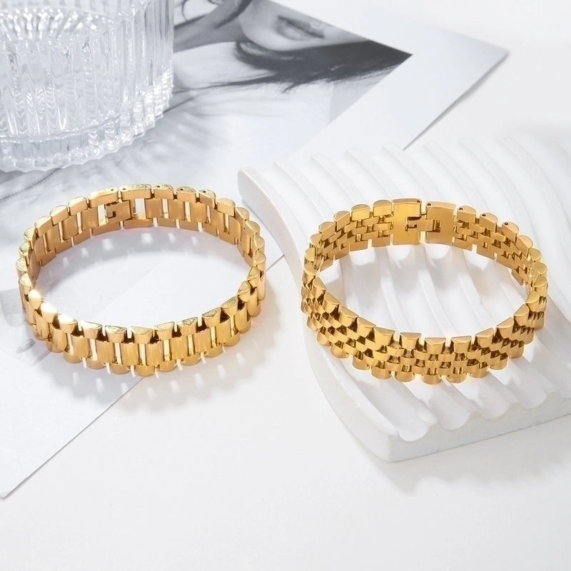 Minimalist Solid Color Titanium Steel Plating 18k Gold Plated Men’s Bangle