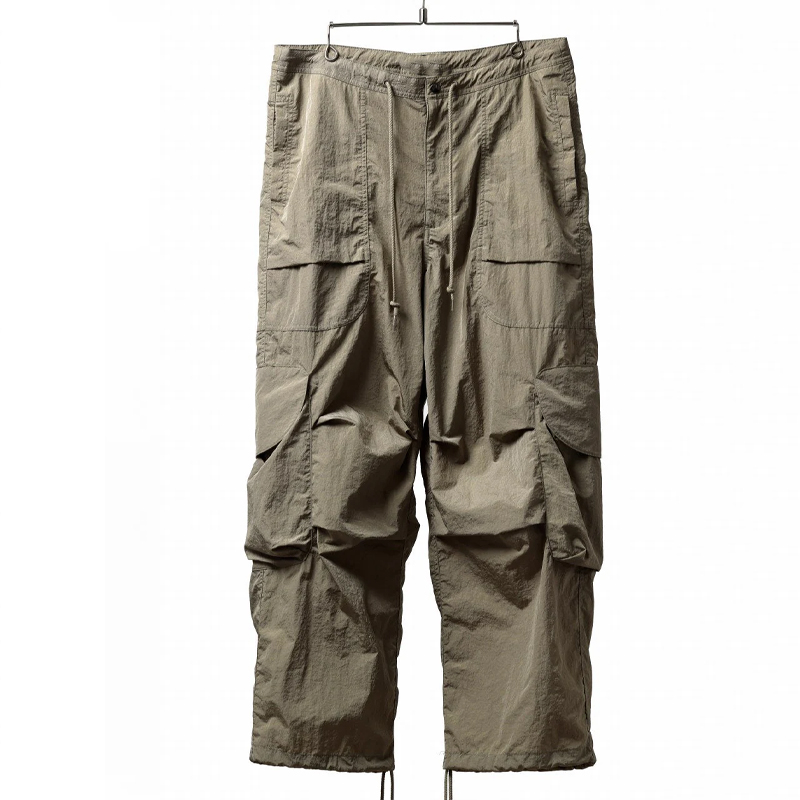 Men's Vintage Khaki Drawstring Multi-Pocket Cargo Pants