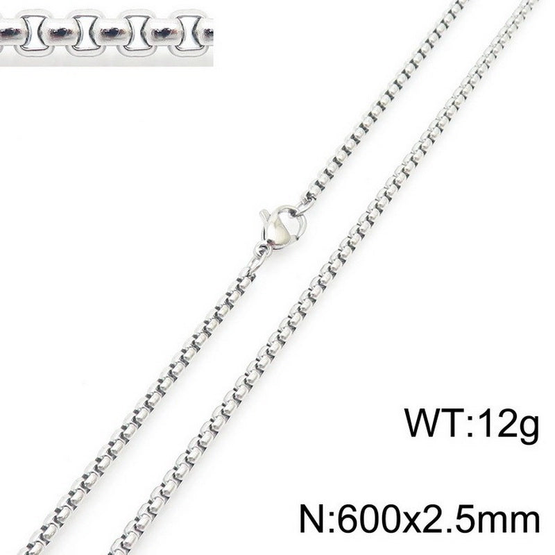 Fashion Classics Square Pearl Chain Men’s And Women’s Titanium Steel Necklace