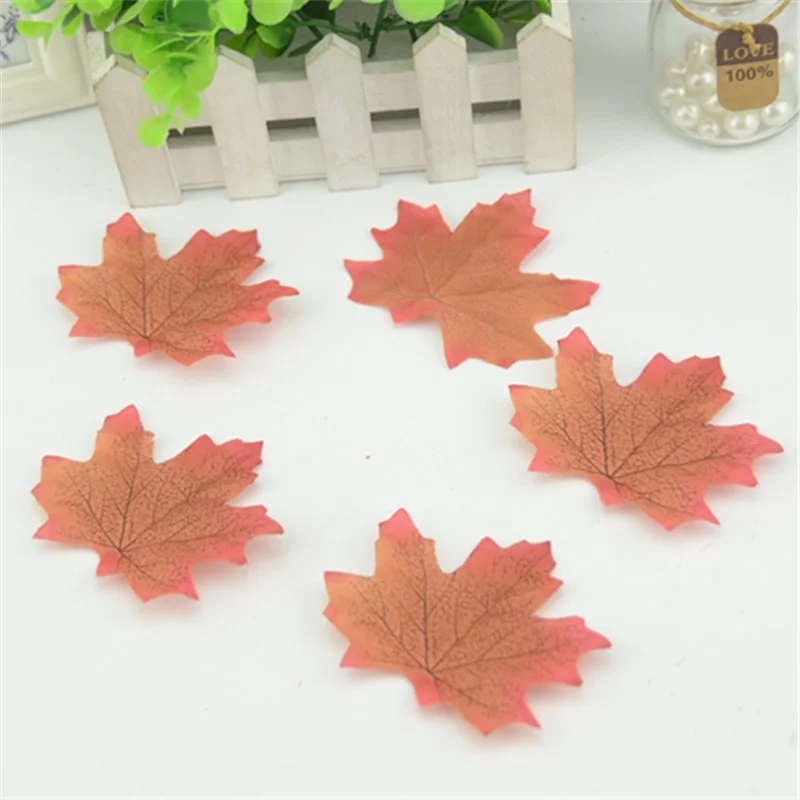 100pcs Artificial Silk Maple Leaves Multicolor Fake Flower Leaf For Wedding Decoration Background Scrapbooking Handcraft accesso
