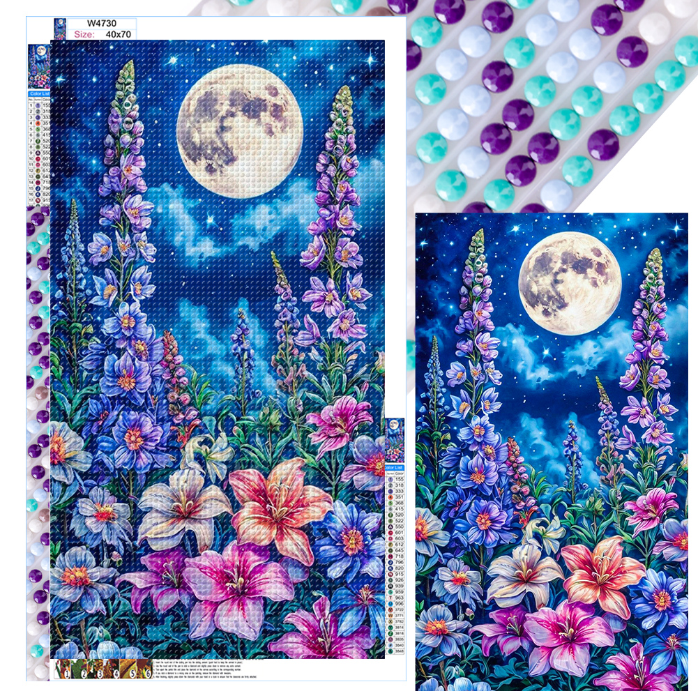 Flowers Under The Moon 40*70cm(canvas) full round drill diamond painting