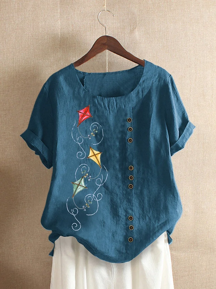 Vintage Short Sleeve Abstract T-Shirts
